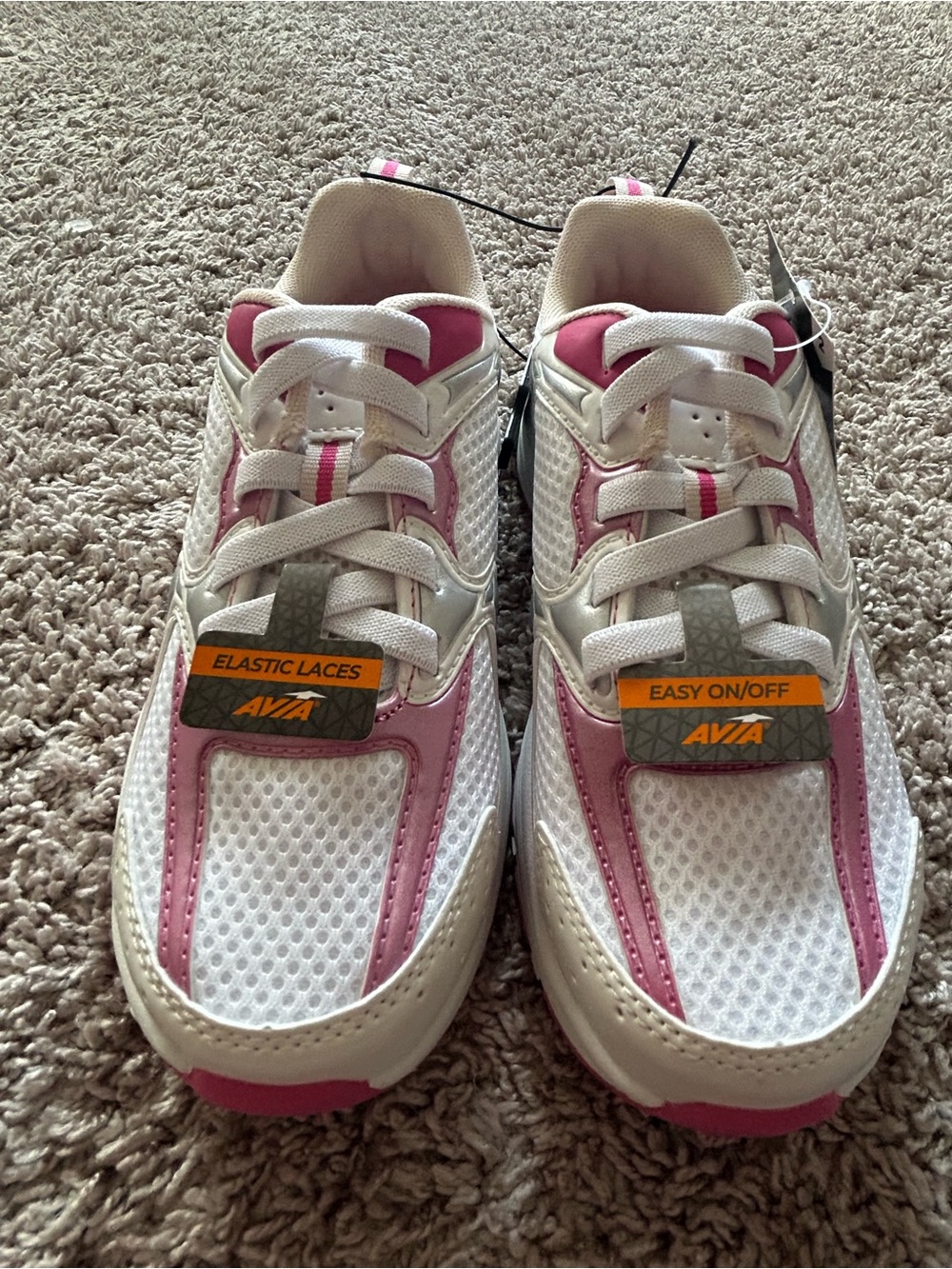Avia Kids White and Pink Mesh Athletic Sneakers
